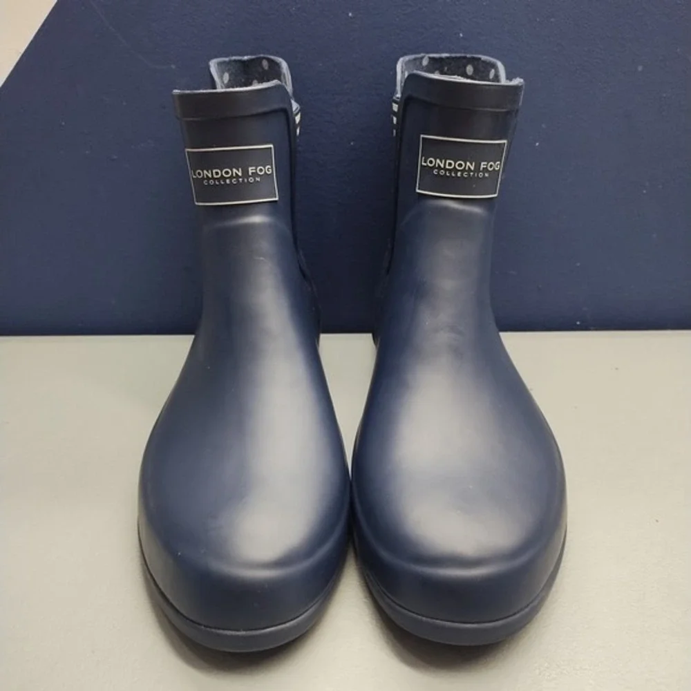 London Fog Piccadilly Rain Boots Womens US 10M Navy Synthetic Waterproof Pull On